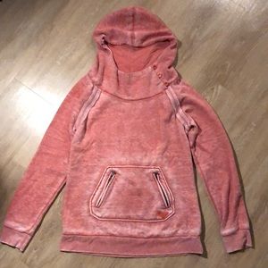 ROXY coral hoodie with button neck